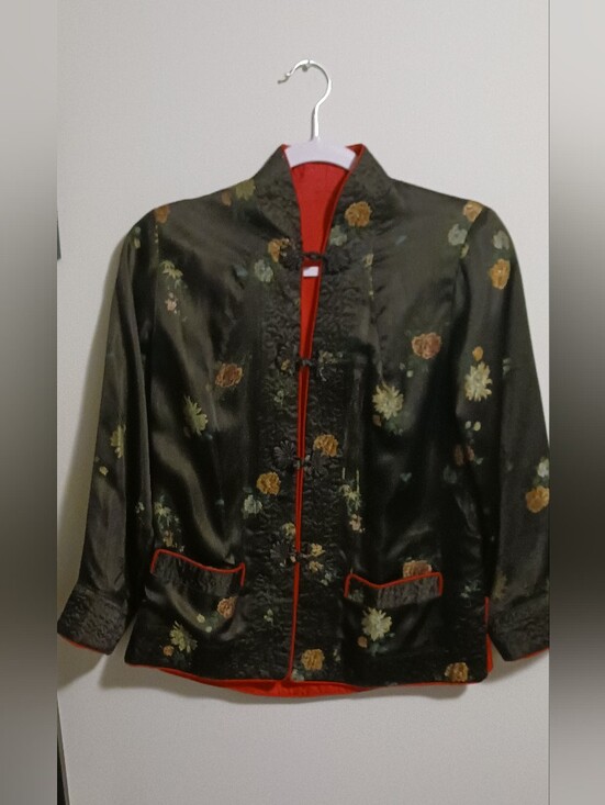 Jackets & Blazers - Vintage Chinese Silk Brocade Reversible Mandarin Jacket Small (Read Description)